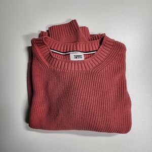 Tommy Jeans Salmon Pink Cropped Ribbed Sweater - Women’s XL/XXL - Chunky Knit